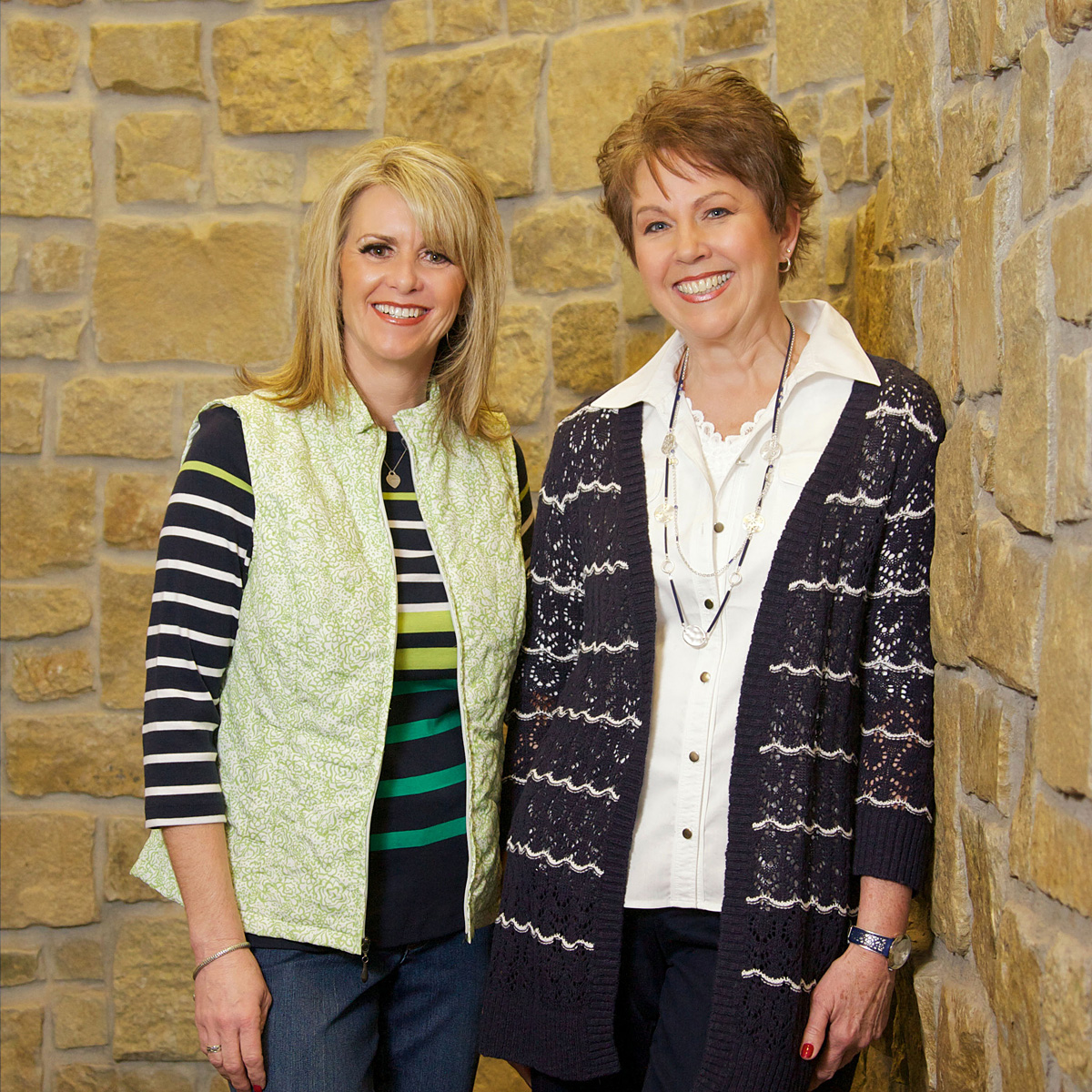 2 women wearing Christopher & Banks Clothing