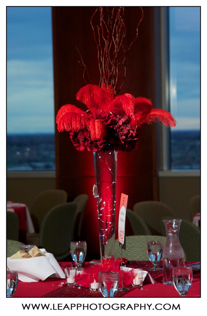 Feather & floral centerpiece