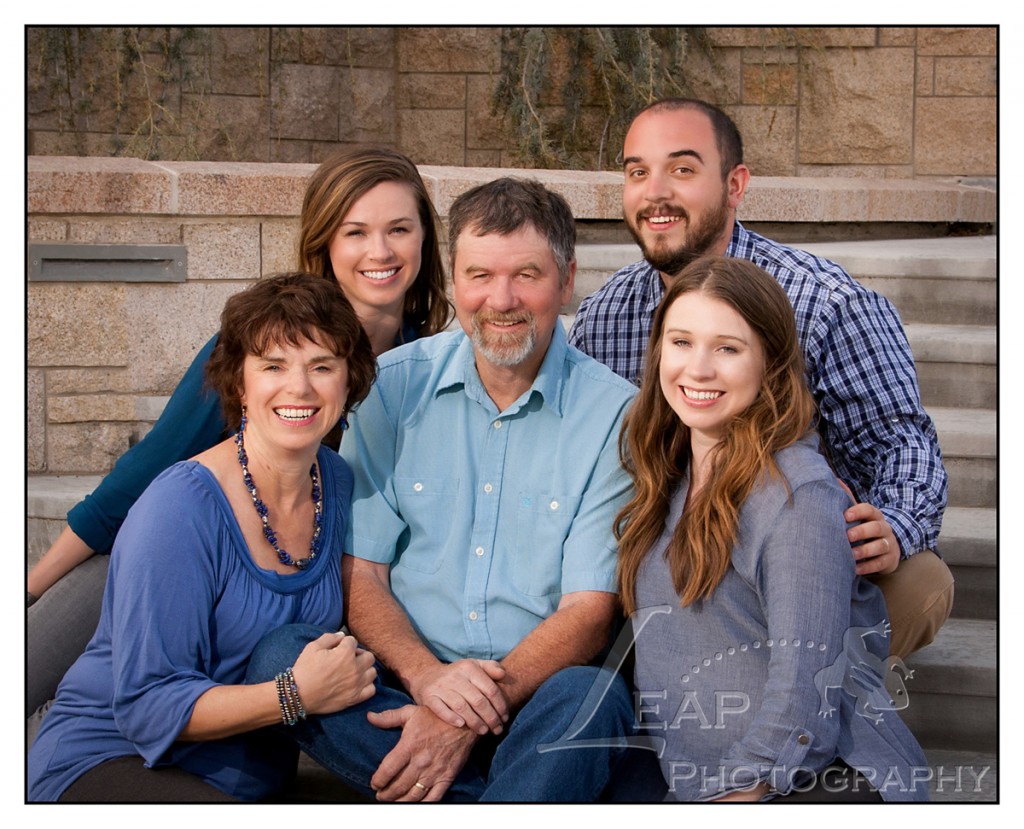 Family portrait on stone steps