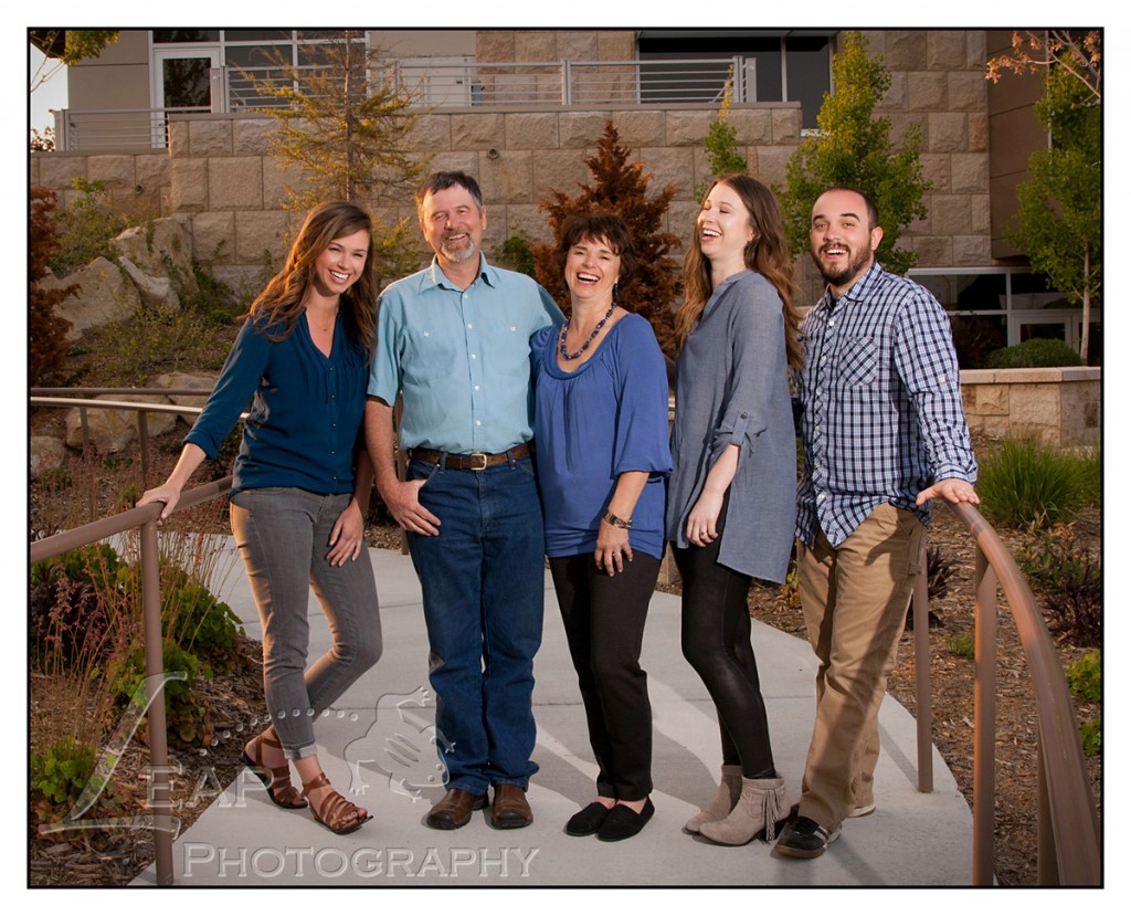 portrait of laughing family
