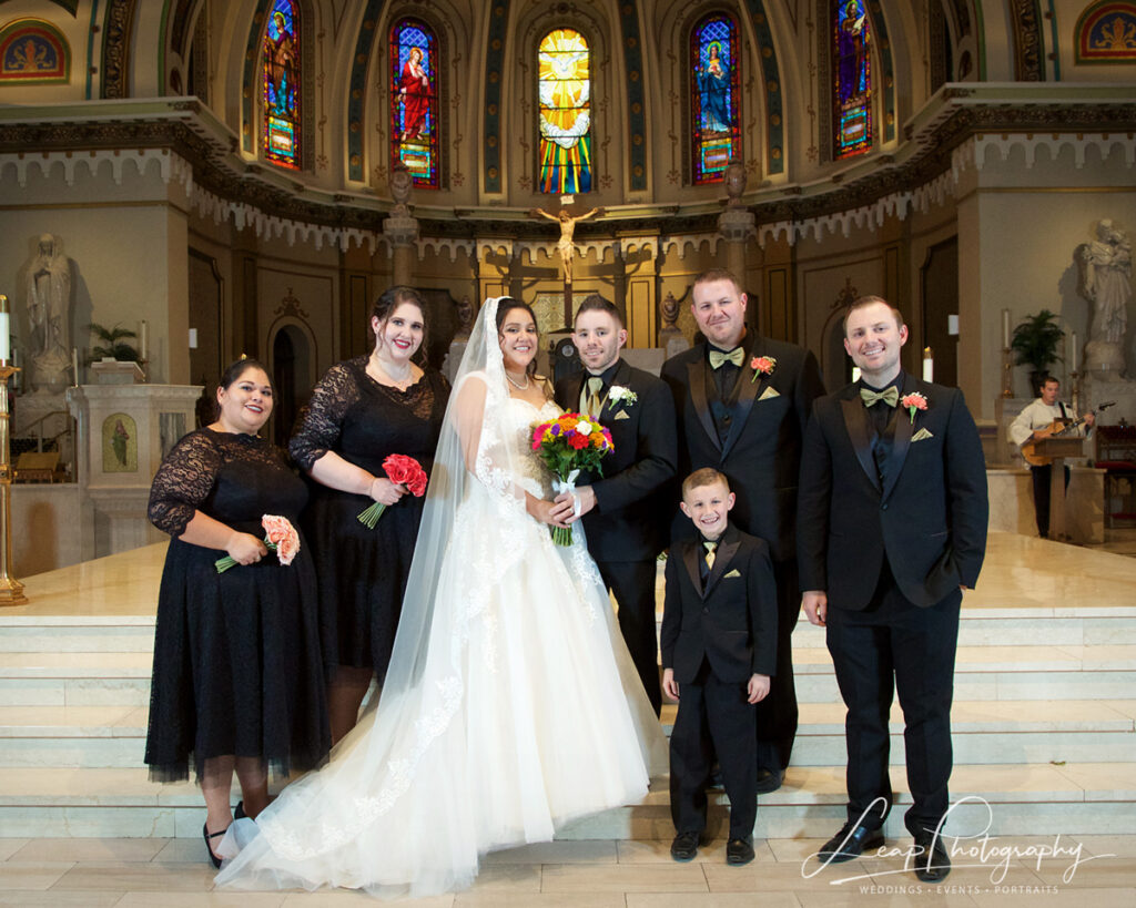 bride and groom with their attendents