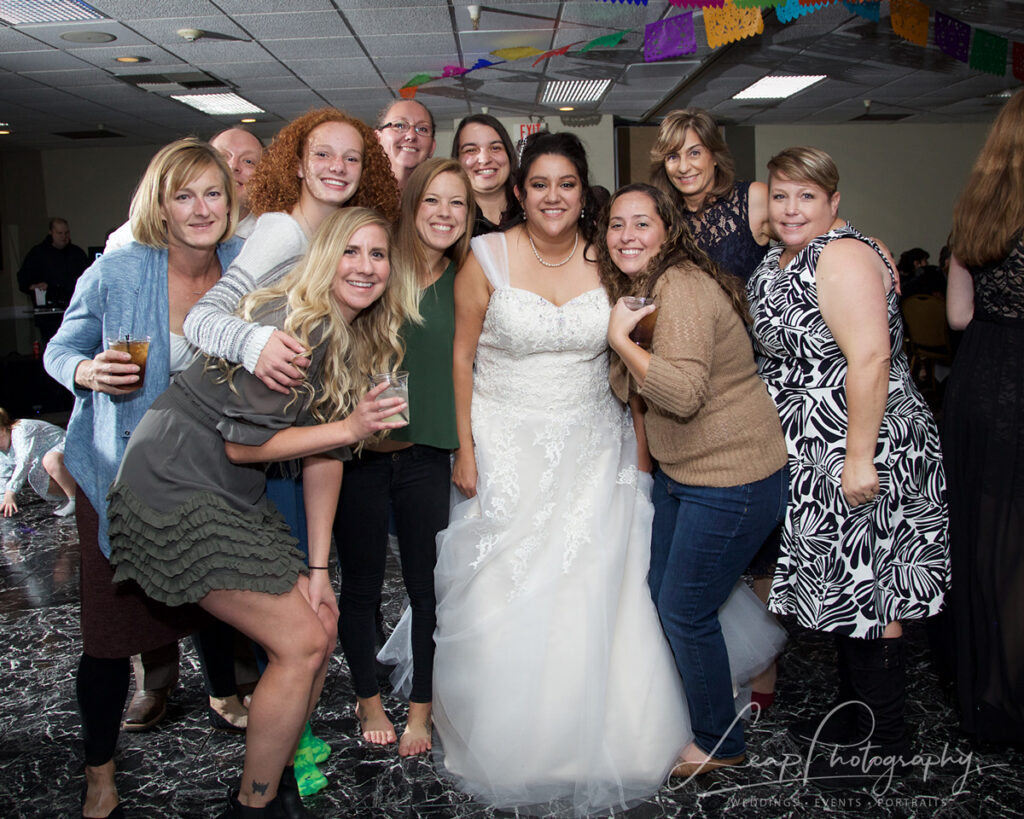 group photo of wedding attendees