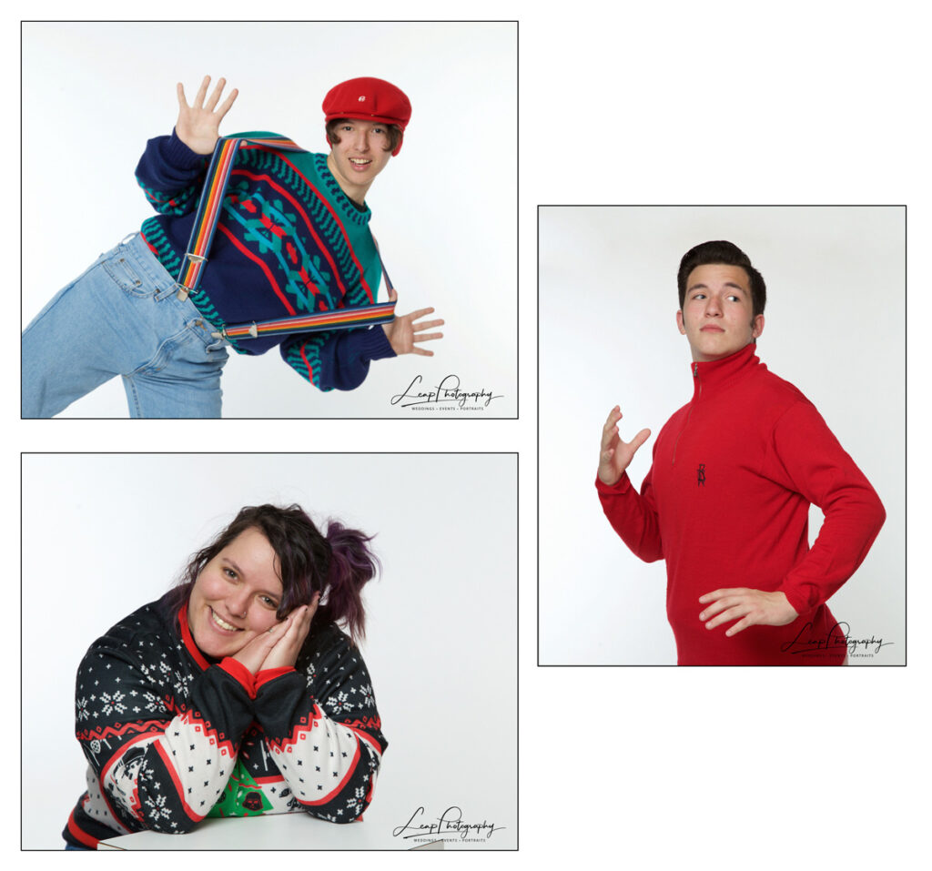 3 siblings photographed in awkward family photo style