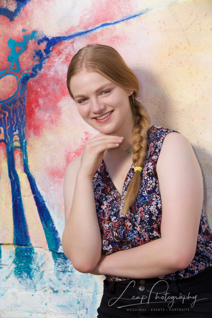 senior photo in freak alley Boise